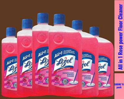 Lizol Disinfectant Surface & Floor Cleaner Liquid,500ML Rose026 Rose(6 x 0.5 L)