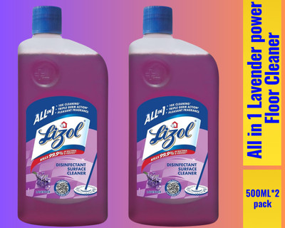 Lizol Disinfectant Surface & Floor Cleaner Liquid, 500ml lavender071 lavender(2 x 0.5 L)