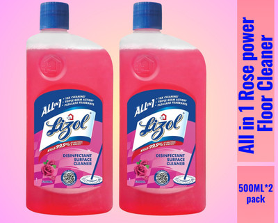 Lizol Disinfectant Surface & Floor Cleaner Liquid,500ml Rose064 Rose(2 x 0.5 L)