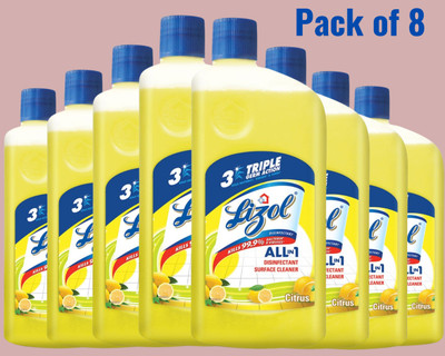Lizol Disinfectant Surface & Floor Cleaner Liquid, Citrus0146 Lemon(8 x 1 L)
