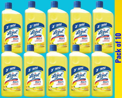Lizol Disinfectant Surface & Floor Cleaner Liquid,Citrus0105 Lemon(10 x 1 L)