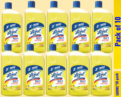 Lizol Disinfectant Surface & Floor Cleaner Liquid,500ml Citrus0105 Lemon(10 x 0.5 L)
