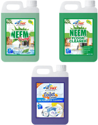 Tier enterprises Combo of 3 Neem Phenyl, Floor Cleaner Neem, Toilet Cleaner lemon(3 x 1 L)