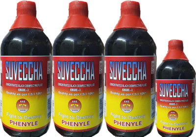 SUVECCHA BLACK DISINFECTANT PHENYLE 1550ML. BUY 3 450ML GET 1 200ML FREE (PACK OF 4) STRONG(4 x 387.5 ml)