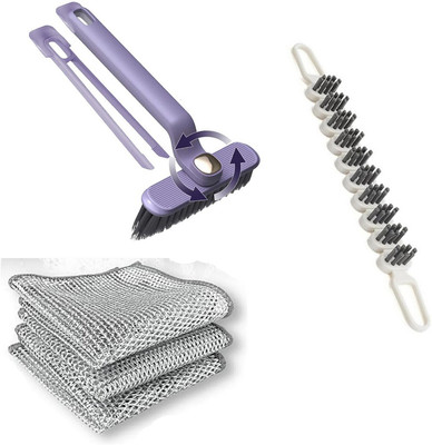 HM EVOTEK Double Layer Dishwash Cloth, Bendable Brush for Bathroom, Head Rotating Brush K2 Scrub Pad(Regular, Pack of 3)