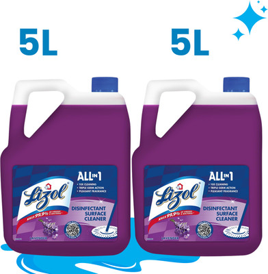 Lizol Lavender Disinfectant Surface & Floor Cleaner Liquid Lavender(2 x 5 L)