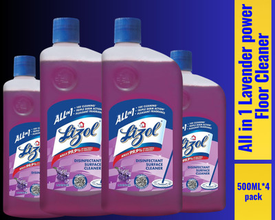 Lizol Disinfectant Surface & Floor Cleaner Liquid,500ml lavender052 lavender(4 x 0.5 L)