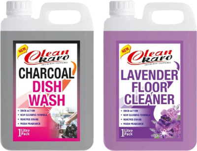 Tiersolution Combo of 2 Dishwash Charcoal+Floor Cleaner Lavender lemon(2 x 1 L)