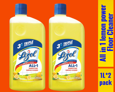 Lizol Disinfectant Surface & Floor Cleaner Liquid, Citrus0120 Lemon(2 x 1 L)
