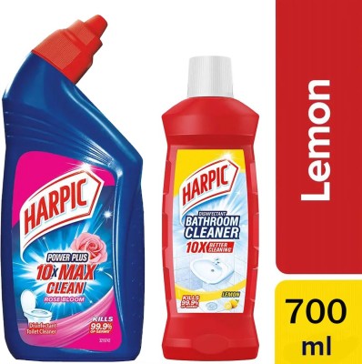 Harpic Bathroom Cleaner Lemon And Power Plus Rose Liquid Toilet Cleaner Lemon And Rose(2 x 350 ml)