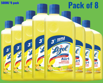 Lizol Disinfectant Surface & Floor Cleaner Liquid,500ml Citrus083 Lemon(8 x 0.5 L)