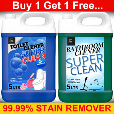 BLISS & BLUSH Toilet Cleaner & Bathroom Cleaner 10L Provides Long Lasting Freshness|BleachFree Lavender Liquid Toilet Cleaner(2 x 5000 ml)