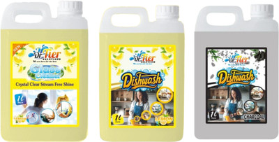 Tier enterprises Combo of 3 Glass Cleaner Lemon+Dishwash Lemon+Charcoal lemon(3 x 1 L)