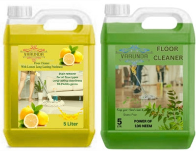 varunda Floor Cleaner 10L with Stain Removal and Shine Boost ideal for daily cleaning in homes, offices, hospitals, and commercial spaces. Neem & Lemon(2 x 5 L)