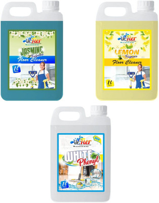 tiercart Combo of 3 Floor Cleaner Jasmine, Lemon, White Phenyl lemon(3 x 1 L)