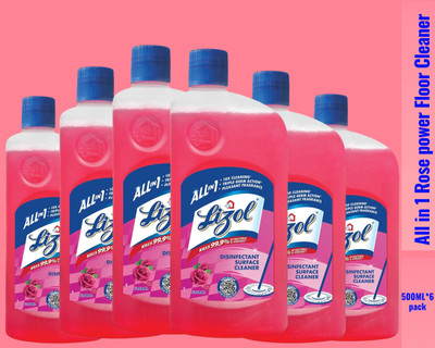 Lizol Disinfectant Surface & Floor Cleaner Liquid,500ml Rose0110 Rose(6 x 0.5 L)