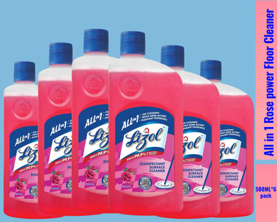 Lizol Disinfectant Surface & Floor Cleaner Liquid, 500ML Rose05 Rose(6 x 0.5 L)