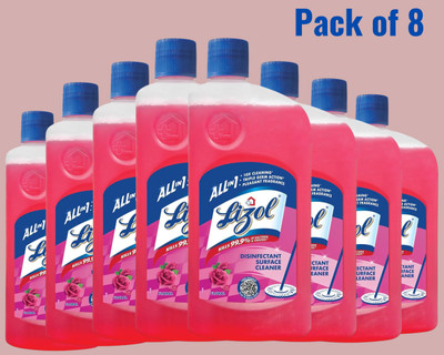 Lizol Disinfectant Surface & Floor Cleaner Liquid,Rose0153 Rose(8 x 1 L)