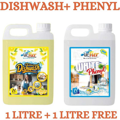 Tier enterprises Classic combo of 2 litre White Phenyl and dishwash lemon lemon(2 x 1 L)