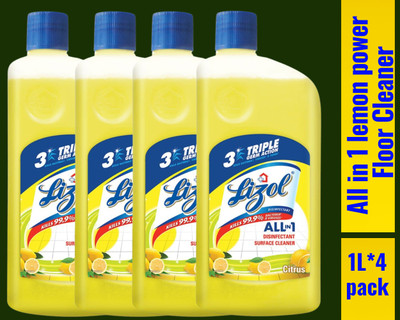 Lizol Disinfectant Surface & Floor Cleaner Liquid, Citrus10 Lemon(4 x 1 L)