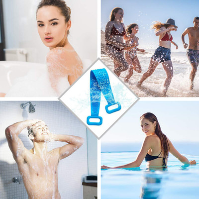 MKTRADER Soft Silicone Back Scrubber Brush Cum Belt for Exfoliating Shower Bath