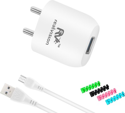RealVision 2.1 A Mobile Charger with Detachable Cable(White, 4 Spiral Cable Protectors Included, Cable Included)