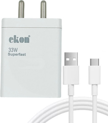 Ekon 33 W TurboPower 2.0 3 A Wall Charger for Mobile with Detachable Cable(White, Cable Included)