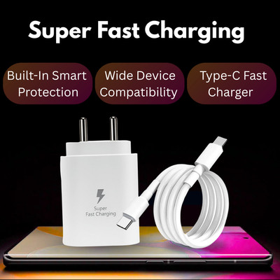 gophone 25 W PD 3 A Wall Charger for Mobile with Detachable Cable(White Universal Super Fast Adapter | 25W USB-C Wall Charger | All Smartphones)