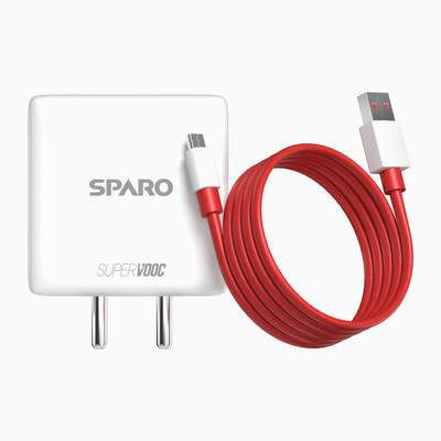 Sparo 80 W SuperVOOC 8 A Wall Charger for Mobile with Detachable Cable(White, Red, Cable Included)
