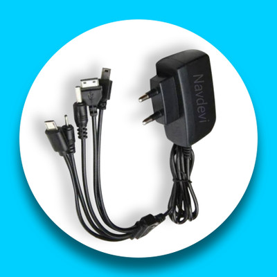 navdevi enterprise 4 W Quick Charge 1.5 A Multi-pin Wall Charger for Mobile with Detachable Cable(Black, Cable Included)