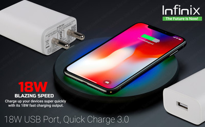 Infinix 18 W Quick Charge 2 A Wall Charger for Mobile(White)