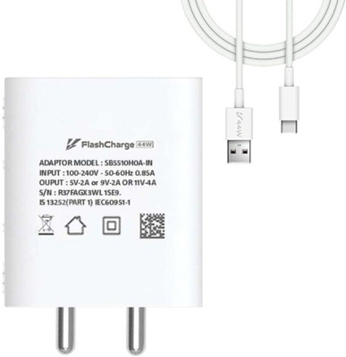 Avaxon 44 W Quick Charge 4 A Wall Charger for Mobile with Detachable Cable(Compatible for vivo Devices Type-C Charger, White, Cable Included)