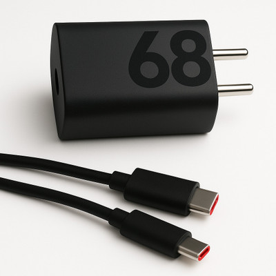 Kizzy 68 W TurboPower 3.0 5 A Wall Charger for Mobile with Detachable Cable(Compatible with Moto Edge 50/50 Pro/G85/G84, Black, Cable Included)