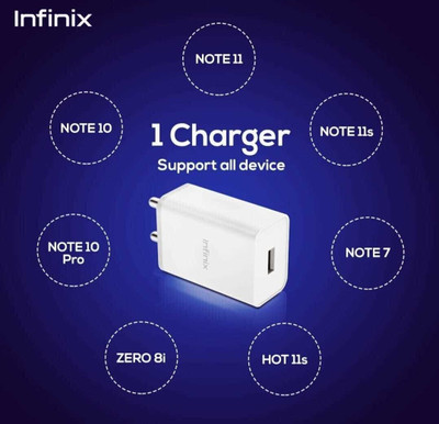 Infinix 18 W 2 A Wall Charger for Mobile with Detachable Cable(White, Cable Included)