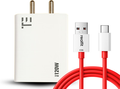 REALFIT 120 W VOOC 6 A Wall Charger for Mobile with Detachable Cable(White, Cable Included)
