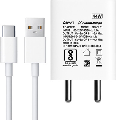 RVAT 44 W Quick Charge 4 A Wall Charger for Mobile with Detachable Cable(White, Cable Included)