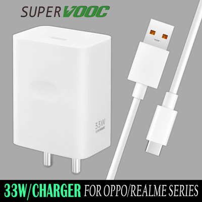 Safa 33 W SuperVOOC 3.4 A Wall Charger for Mobile with Detachable Cable(White, Cable Included)