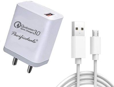 Pacificdeals 18 W Quick Charge 3 A Mobile Charger with Detachable Cable(White, Cable Included)