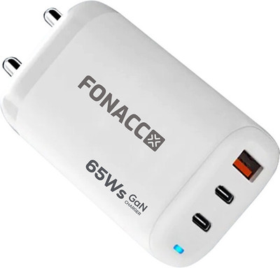 FONACC 65 W GaN 0.5 A Wall Charger for Mobile with Detachable Cable(White)