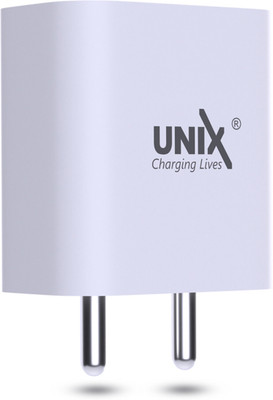 Unix 20 W PD 3 A Wall Charger for Mobile with Detachable Cable(White, Cable Included)