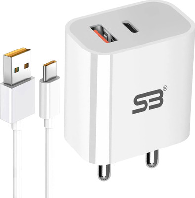 SB 45 W Adaptive Charging 3.4 A Dual Port Mobile Charger with Detachable Cable(White, Cable Included)