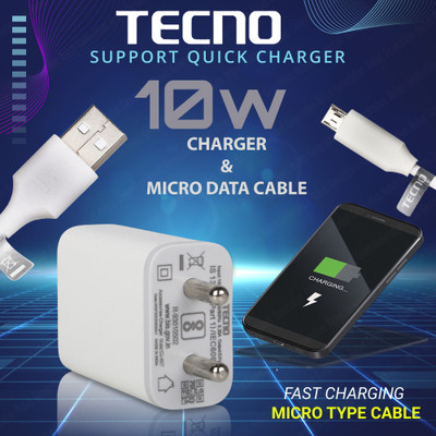 Tecno 10 W Quick Charge 2 A Wall Charger for Mobile(White, Micro, Cable Included)
