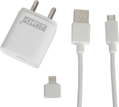 portias 12 W 2.4 A Mobile Charger with Detachable Cable(White, Micro OTG Color may Change, Cable Included)
