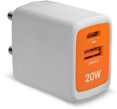 Aliens 20 W GaN 3 A Dual Port Mobile Charger(White)
