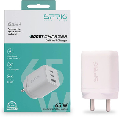 Sprig 65 W GaN 3.25 A Wall Charger for Mobile(White)