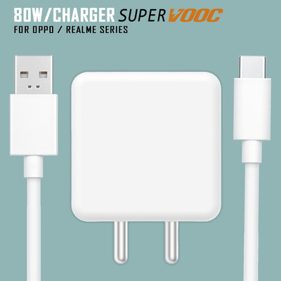 WEFIXALL 80 W SuperVOOC 7.3 A Wall Charger for Mobile with Detachable Cable(White, 80W / 7.3A SuperVooc Charger For OPPO, REALME, NARZO, ONEPLUS, Cable Included)