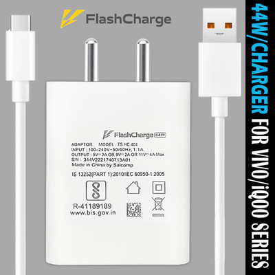 Kizzy 44 W Quick Charge 4 A Wall Charger for Mobile with Detachable Cable(White, Cable Included)