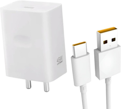 PECZARDH 45 W SuperVOOC 5 A Wall Charger for Mobile with Detachable Cable(Compatible with ReaIme GT Neo Flash Edition, GT Neo,White, Cable Included)