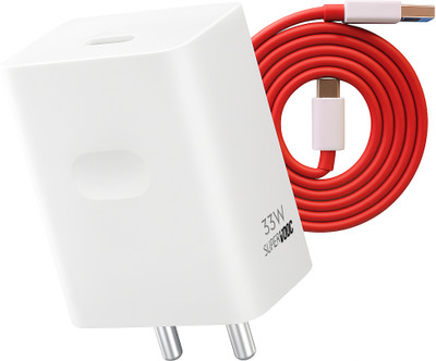 Sulania 33 W SuperVOOC 5 A Wall Charger for Mobile with Detachable Cable(White, WIte RED, Cable Included)