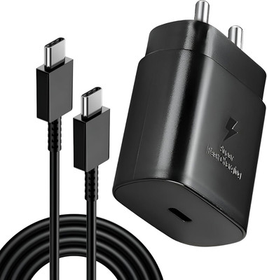 Avaxon 25 W PD 3 A Wall Charger for Mobile with Detachable Cable(Compatible for samsung Note 20 / Note 20ultra/ M31S / F23 / F62, Black, Cable Included)
